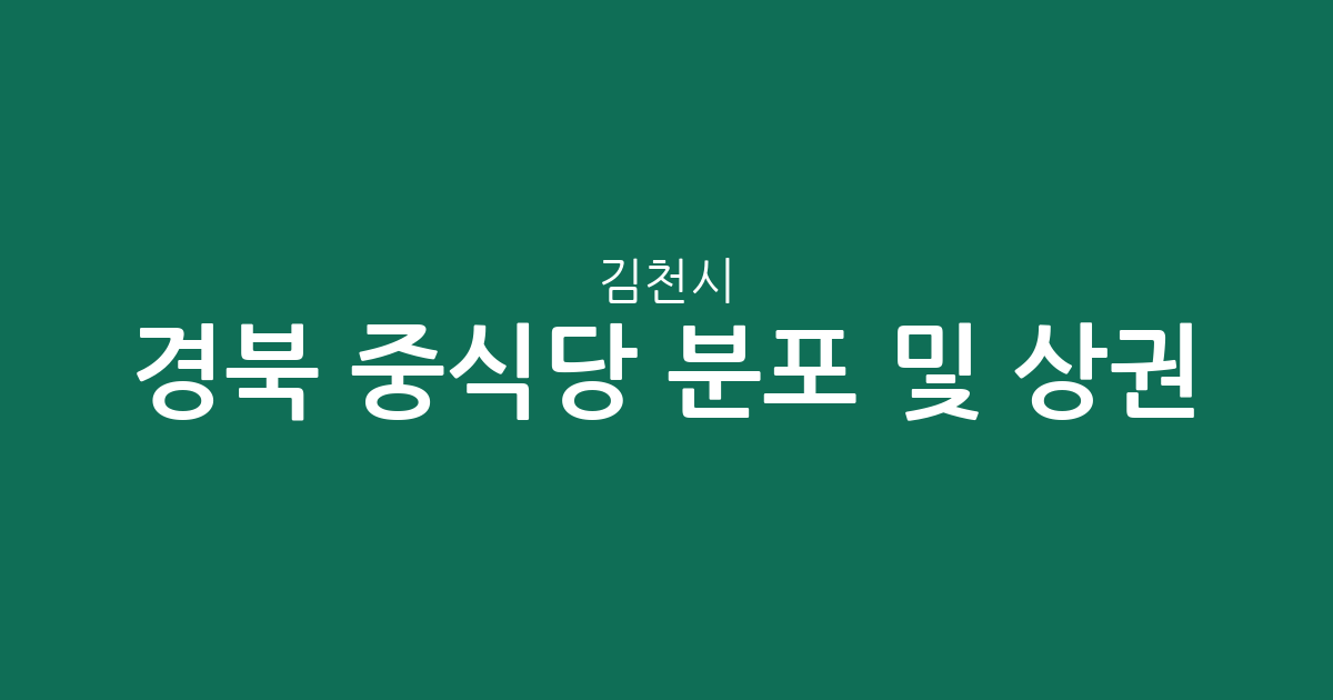 경북 김천시 중식당 분포 및 상권 분석: 대신동부터 율곡동까지