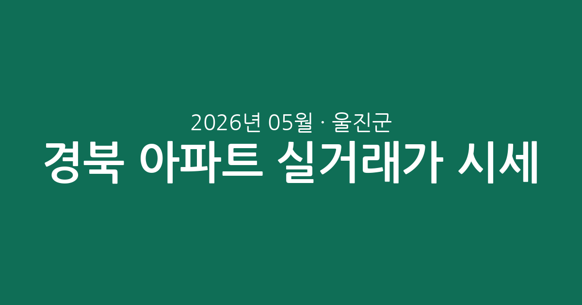 경북 울진군 2026년 05월 아파트 실거래가 시세 총정리: 지역별 가격 흐름과 평형대 분석
