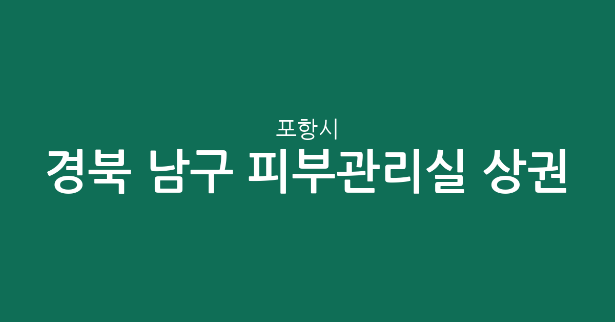 경북 포항시 남구 피부관리실 상권 분석: 오천읍·대이동·효곡동 밀집 현황 정리