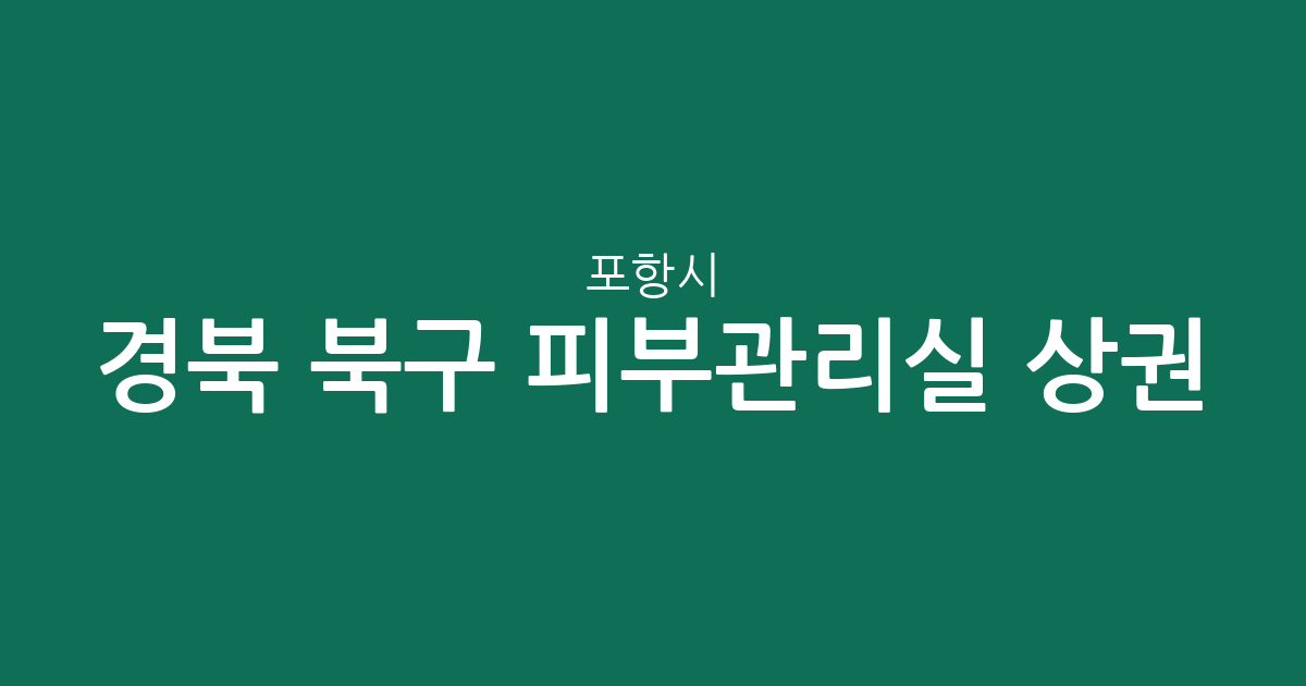 경북 포항시 북구 피부관리실 상권 분석: 장량동·두호동 중심의 분포 현황