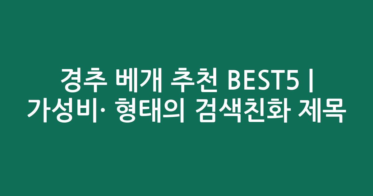경추 베개 추천 BEST5 | 가성비·인기 비교 형태의 검색친화 제목