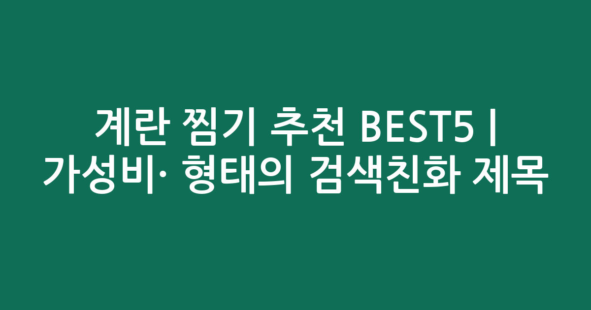 계란 찜기 추천 BEST5 | 가성비·인기 비교 형태의 검색친화 제목