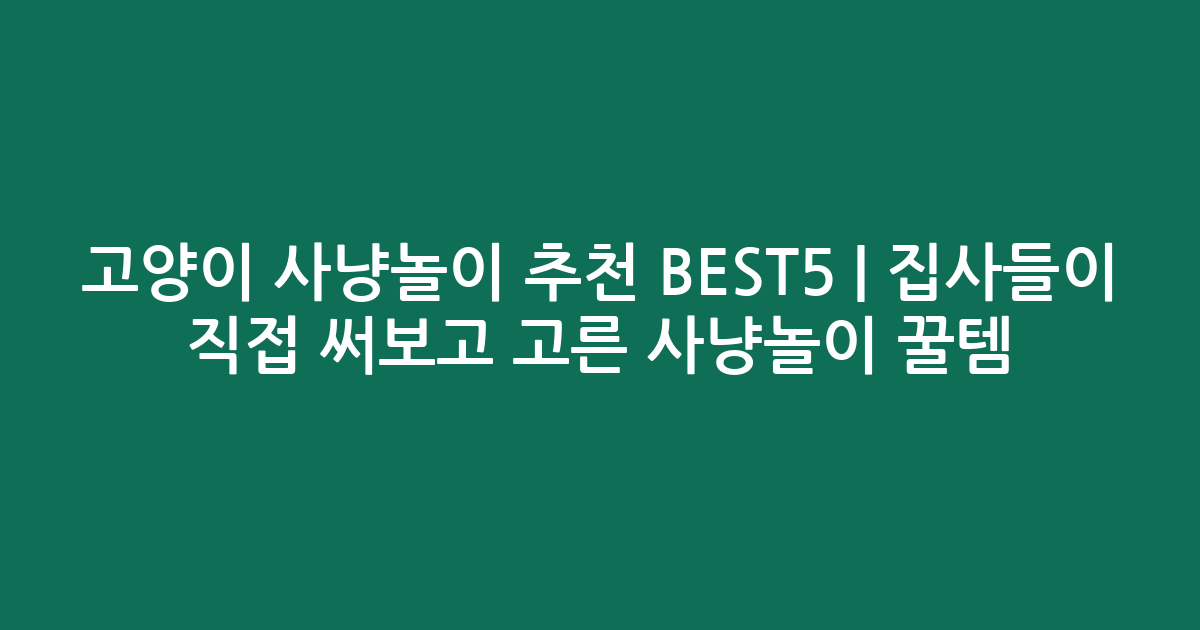 고양이 사냥놀이 추천 BEST5 | 집사들이 직접 써보고 고른 사냥놀이 꿀템