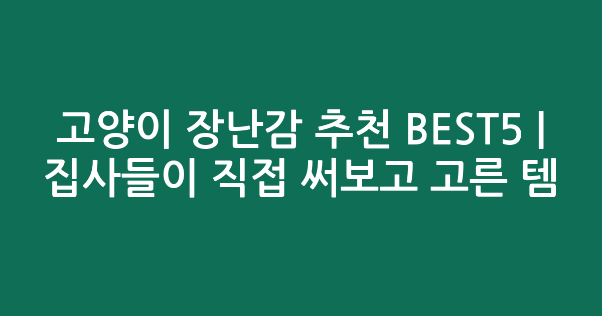 고양이 장난감 추천 BEST5 | 집사들이 직접 써보고 고른 인기템 비교