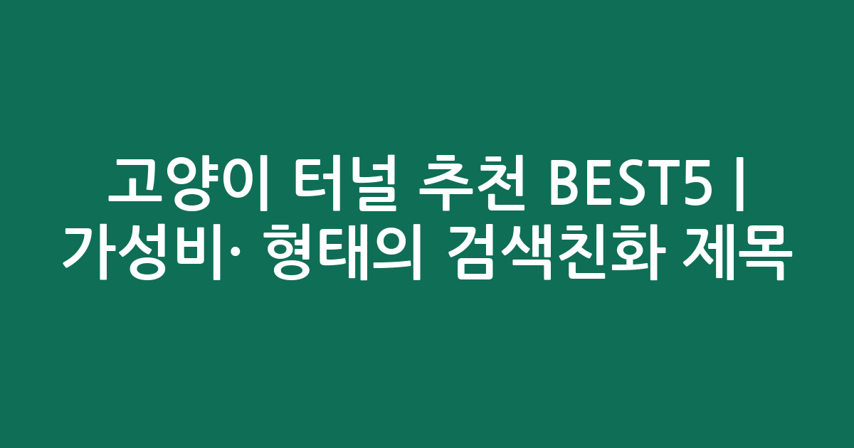 고양이 터널 추천 BEST5 | 가성비·인기 비교 형태의 검색친화 제목