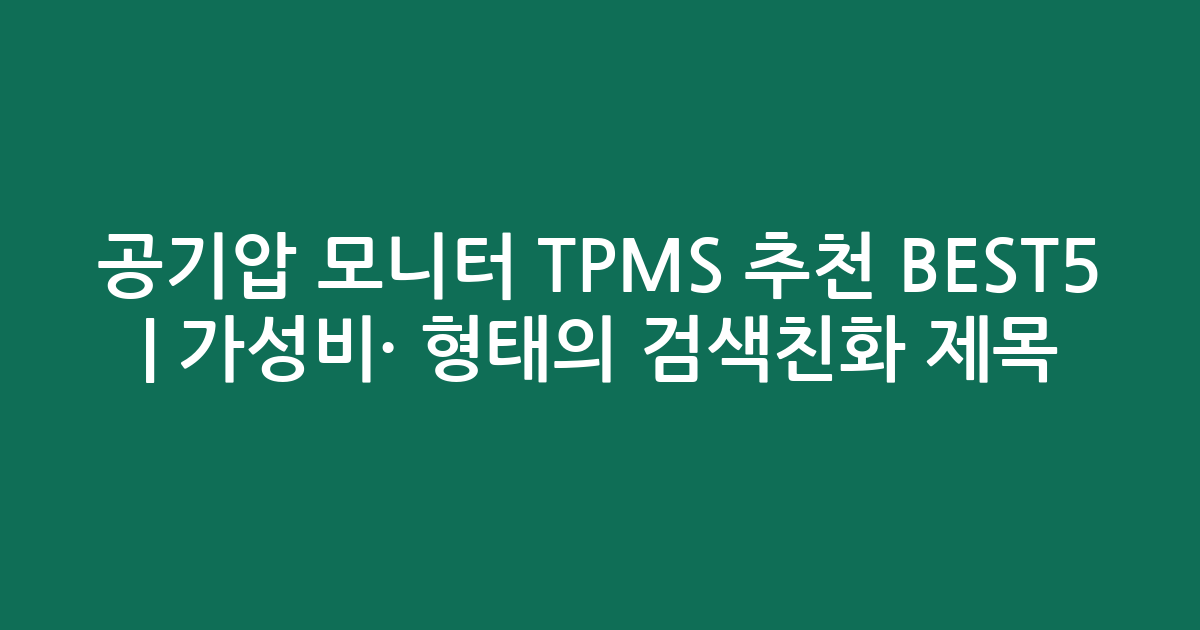 공기압 모니터 TPMS 추천 BEST5 | 가성비·인기 비교 형태의 검색친화 제목