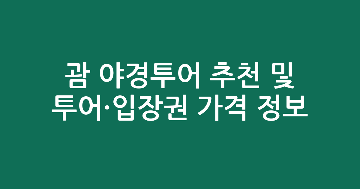 괌 야경투어 추천 및 투어·입장권 가격 비교 정보