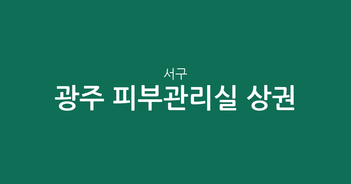 광주 서구 피부관리실 상권 분석: 치평동·상무1동·풍암동 밀집 현황