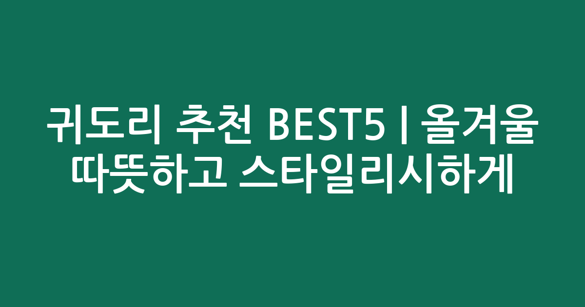 귀도리 추천 BEST5 | 올겨울 따뜻하고 스타일리시하게! 가성비 인기템 비교