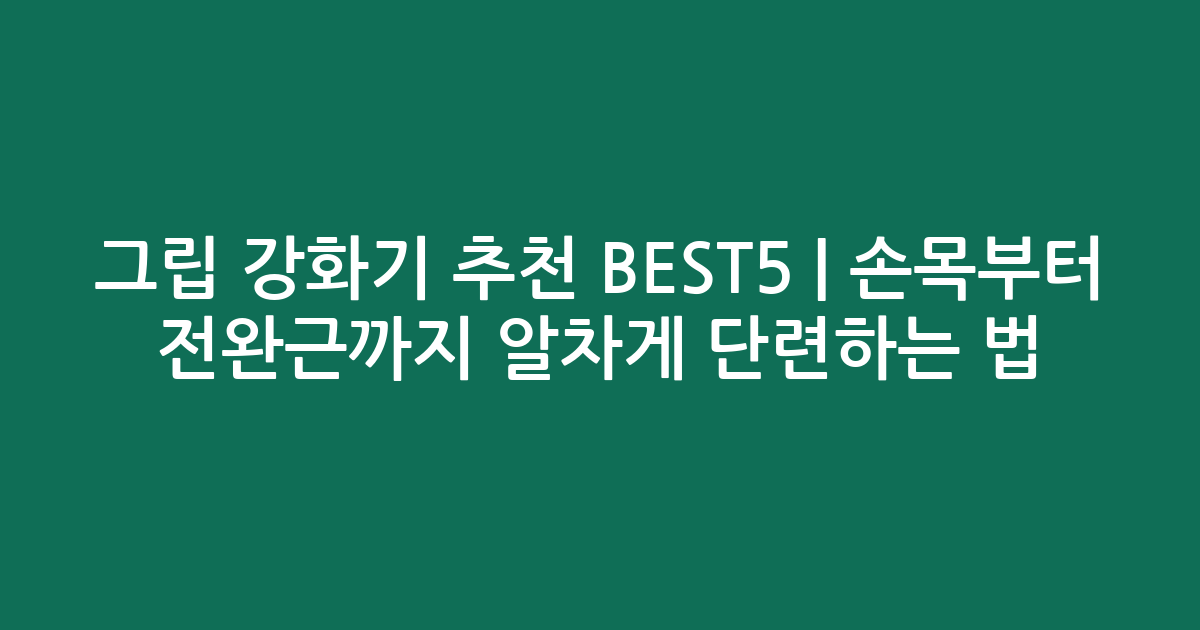 그립 강화기 추천 BEST5 | 손목부터 전완근까지 알차게 단련하는 법
