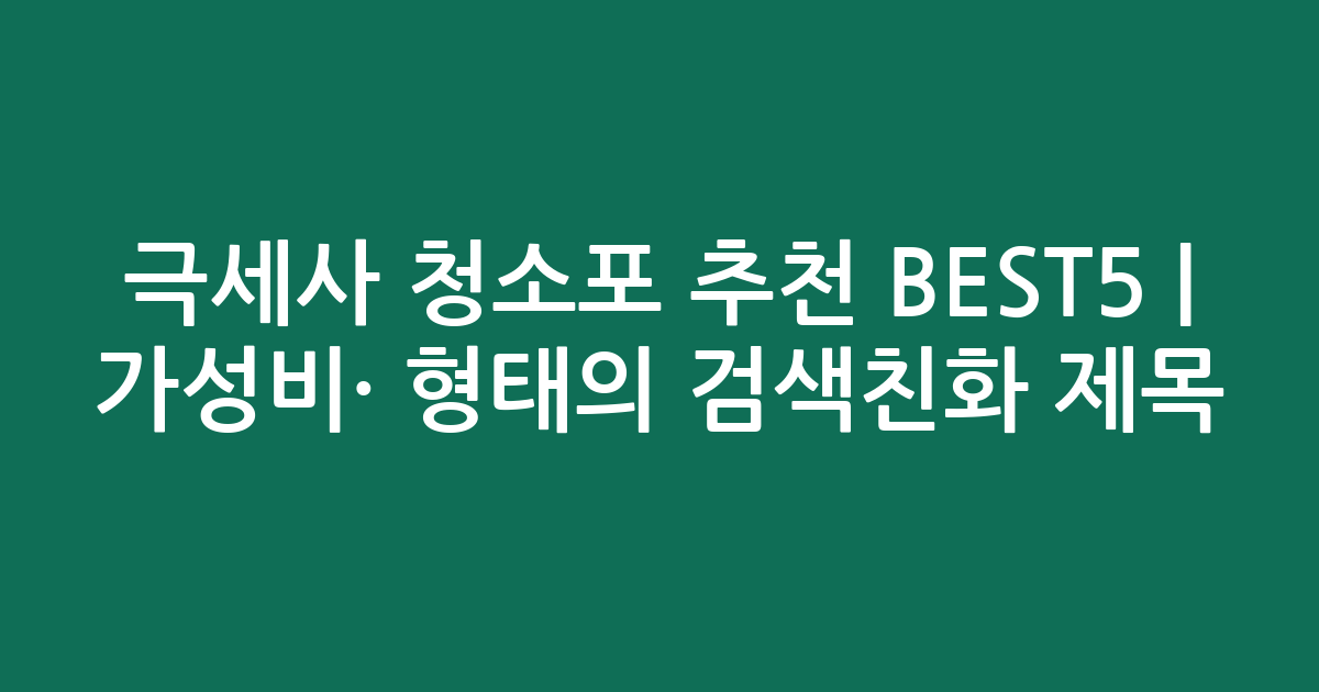 극세사 청소포 추천 BEST5 | 가성비·인기 비교 형태의 검색친화 제목