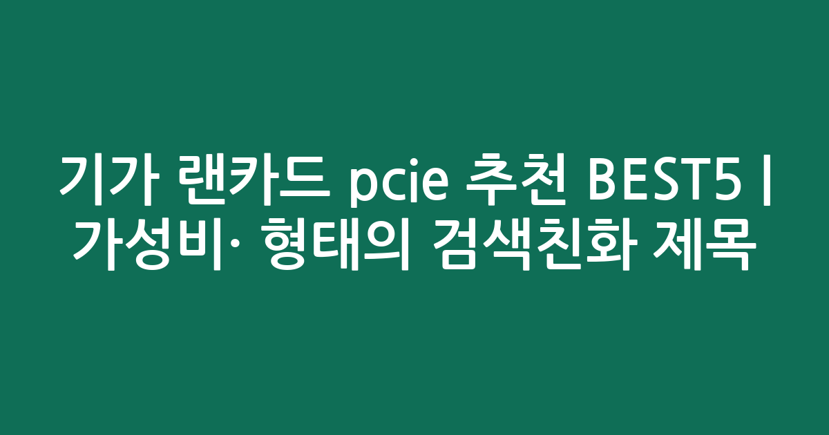 기가 랜카드 pcie 추천 BEST5 | 가성비·인기 비교 형태의 검색친화 제목