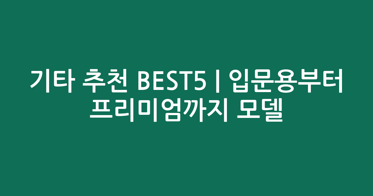 기타 추천 BEST5 | 입문용부터 프리미엄까지 인기 모델 비교