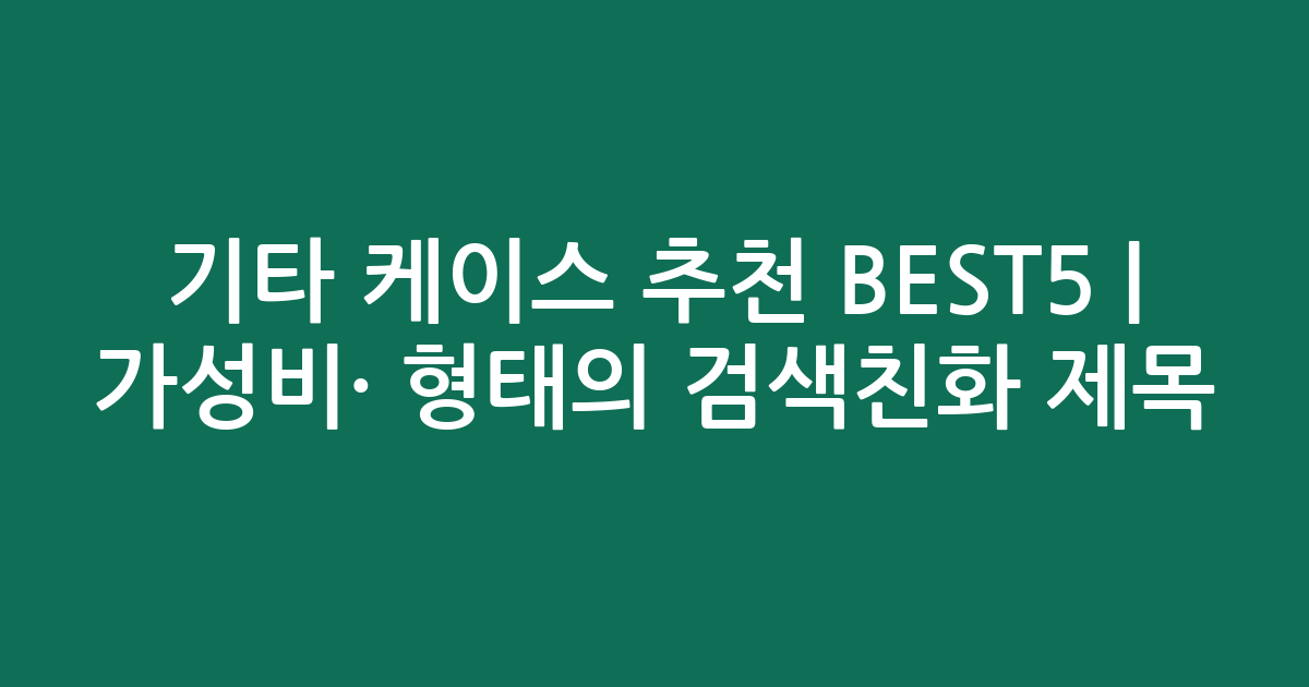 기타 케이스 추천 BEST5 | 가성비·인기 비교 형태의 검색친화 제목