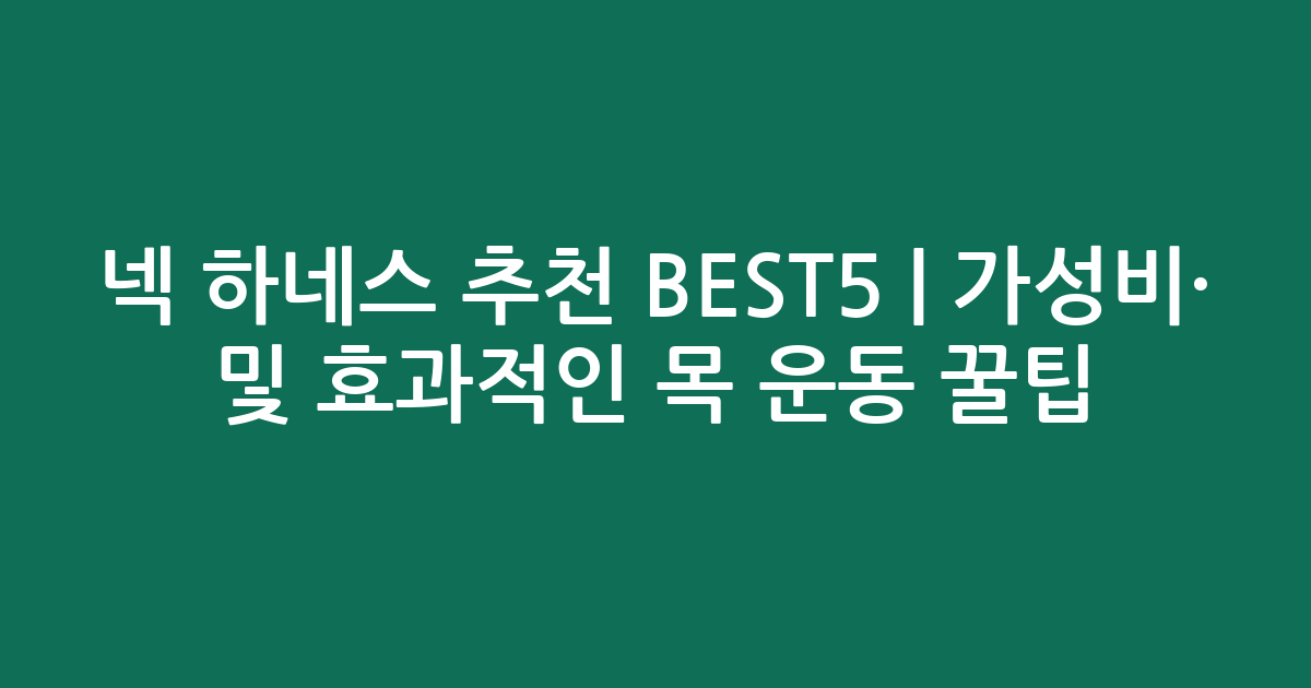 넥 하네스 추천 BEST5 | 가성비·인기 비교 및 효과적인 목 운동 꿀팁