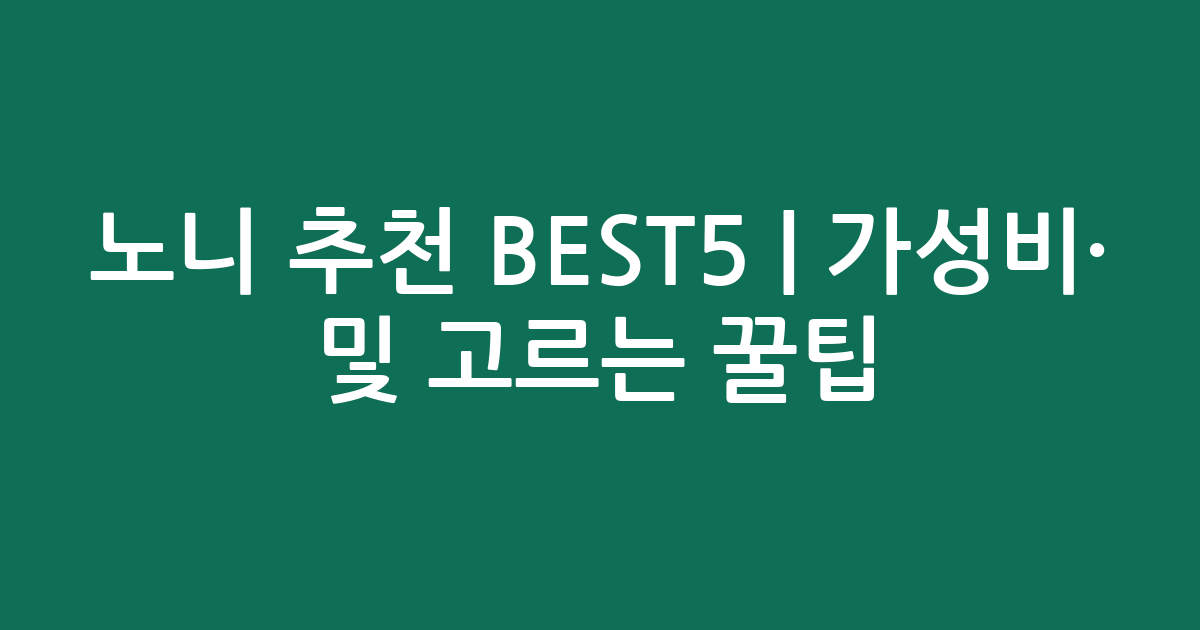 노니 추천 BEST5 | 가성비·인기 비교 및 고르는 꿀팁