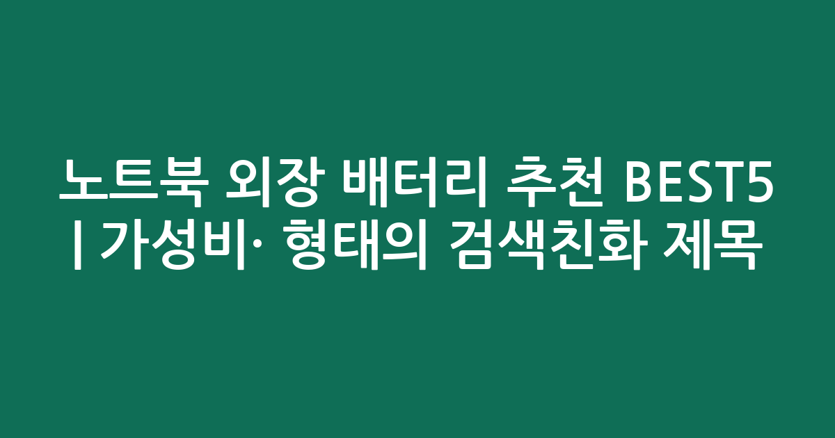 노트북 외장 배터리 추천 BEST5 | 가성비·인기 비교 형태의 검색친화 제목
