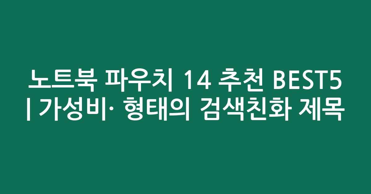 노트북 파우치 14 추천 BEST5 | 가성비·인기 비교 형태의 검색친화 제목