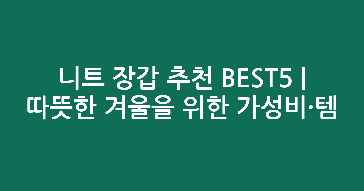 니트 장갑 추천 BEST5 | 따뜻한 겨울을 위한 가성비·인기템 비교