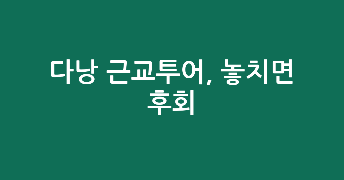 다낭 근교투어, 놓치면 후회! 가격·평점 비교 인기 투어 추천