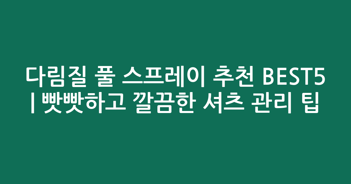 다림질 풀 스프레이 추천 BEST5 | 빳빳하고 깔끔한 셔츠 관리 팁