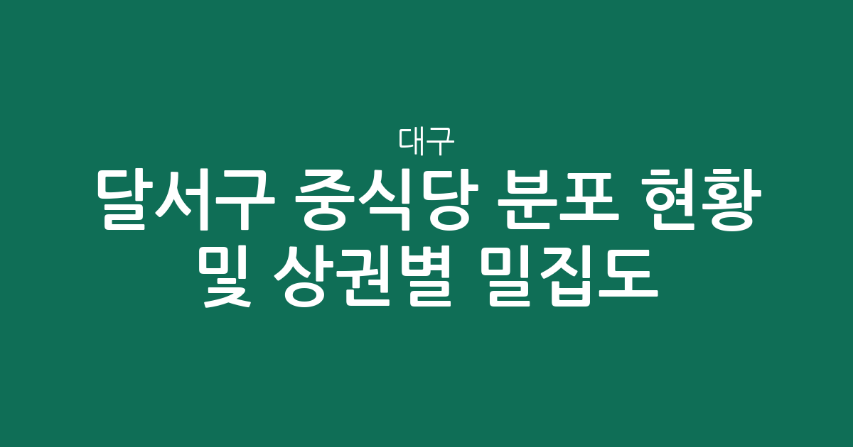 대구 달서구 중식당 분포 현황 및 상권별 밀집도 분석