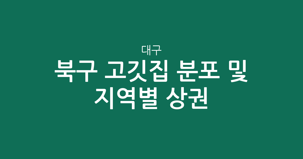 대구 북구 고깃집 분포 및 지역별 상권 분석: 구암동부터 칠성동까지