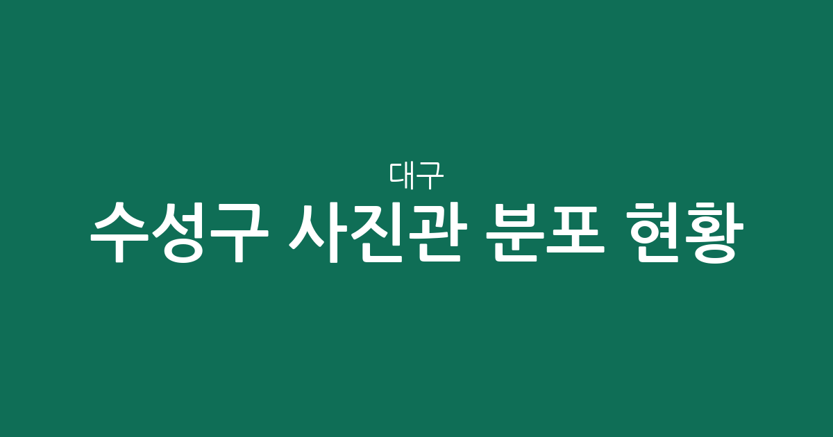 대구 수성구 사진관 분포 현황: 고산2동부터 수성1가동까지 동별 상권 분석