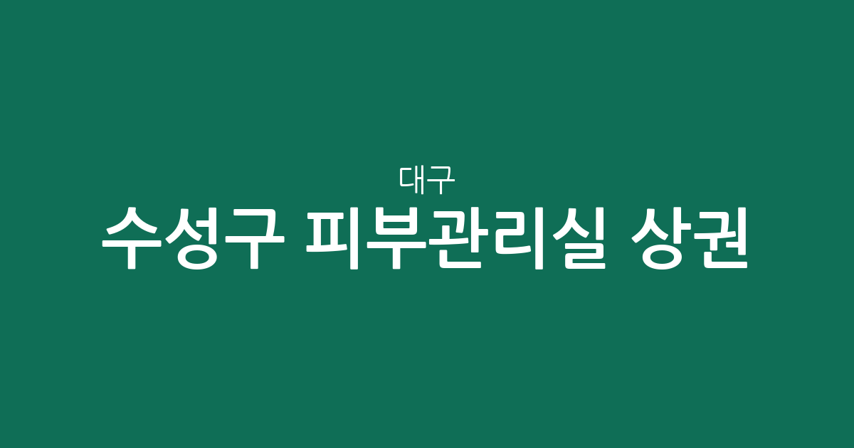 대구 수성구 피부관리실 상권 분석: 밀집 지역부터 동네별 현황까지
