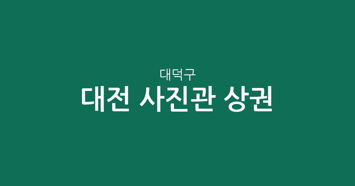 대전 대덕구 사진관 상권 분석: 송촌동부터 오정동까지 동네별 분포 현황