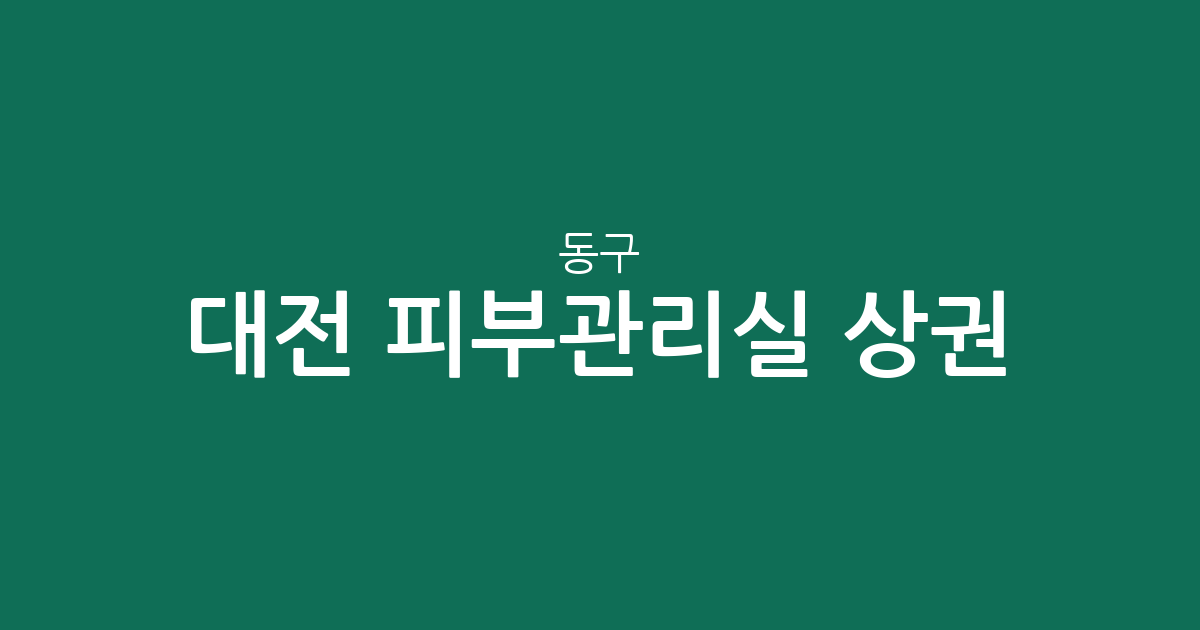 대전 동구 피부관리실 상권 분석: 용전동부터 가양동까지 동네별 에스테틱 분포 현황
