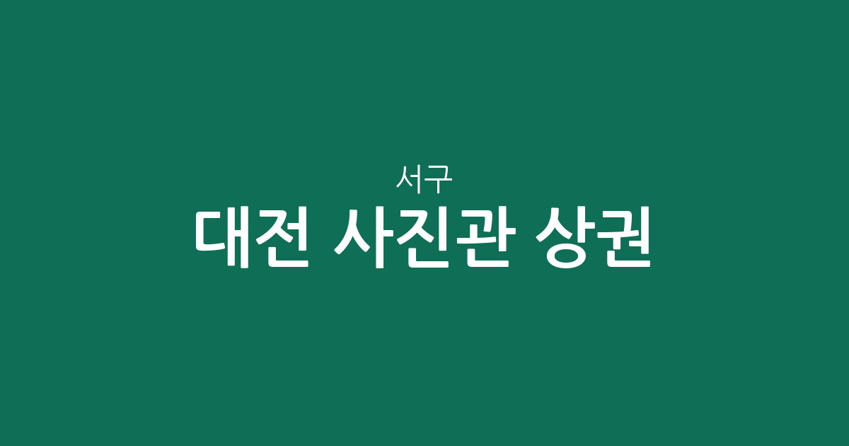 대전 서구 사진관 상권 분석: 둔산2동·탄방동 등 동네별 분포 현황