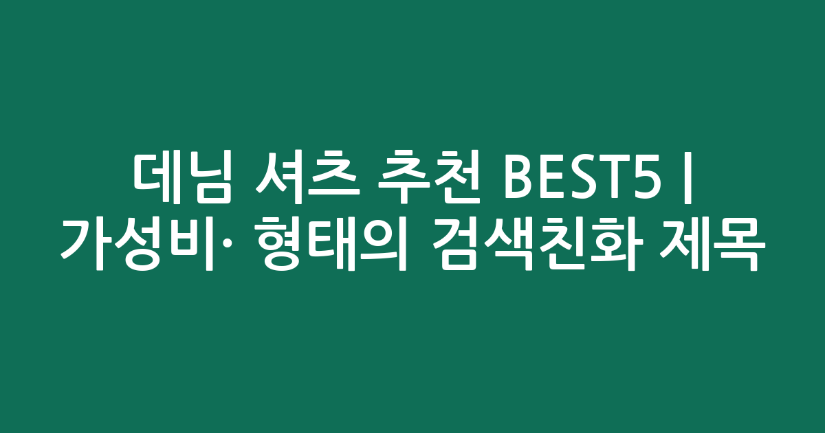 데님 셔츠 추천 BEST5 | 가성비·인기 비교 형태의 검색친화 제목