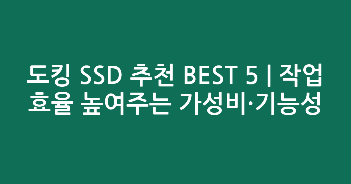 도킹 SSD 추천 BEST 5 | 작업 효율 높여주는 가성비·기능성 비교