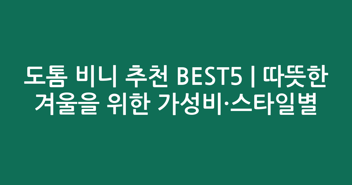 도톰 비니 추천 BEST5 | 따뜻한 겨울을 위한 가성비·스타일별 비교