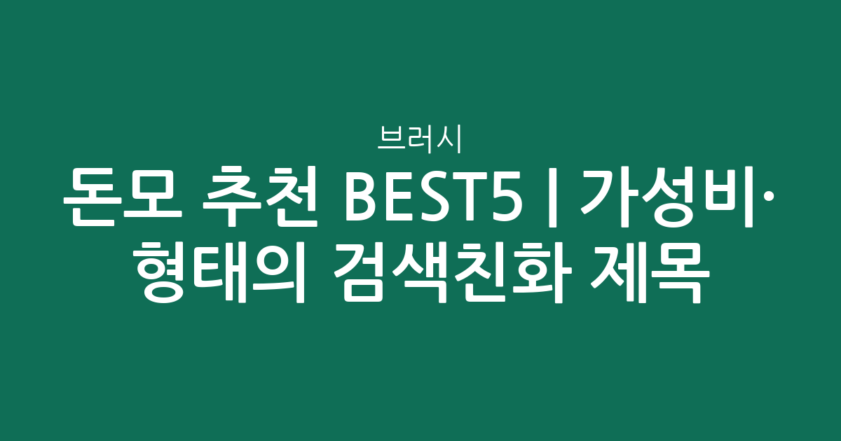 돈모 브러시 추천 BEST5 | 가성비·인기 비교 형태의 검색친화 제목