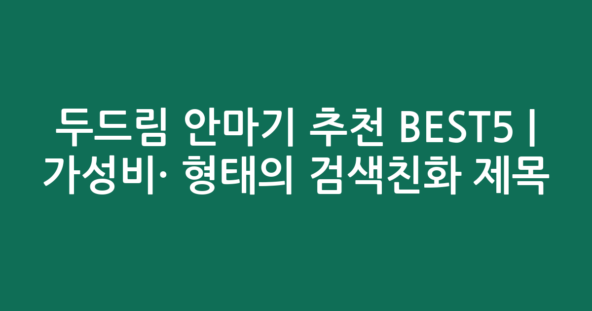 두드림 안마기 추천 BEST5 | 가성비·인기 비교 형태의 검색친화 제목