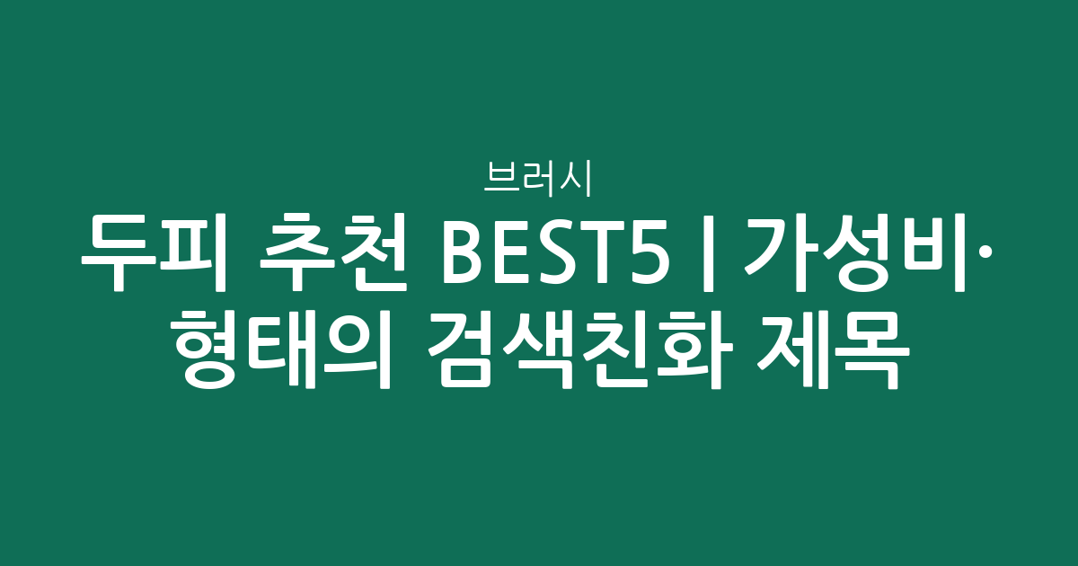 두피 브러시 추천 BEST5 | 가성비·인기 비교 형태의 검색친화 제목