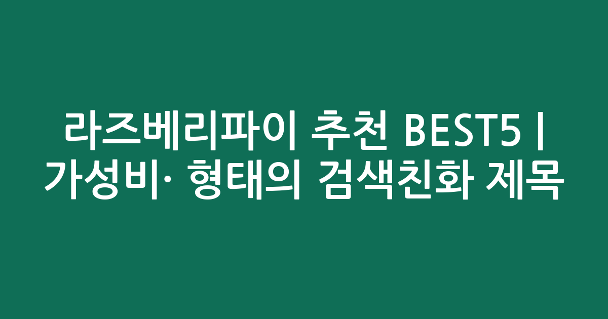 라즈베리파이 추천 BEST5 | 가성비·인기 비교 형태의 검색친화 제목