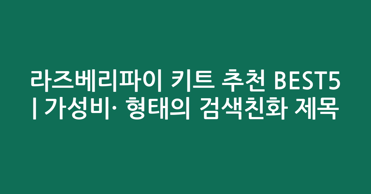 라즈베리파이 키트 추천 BEST5 | 가성비·인기 비교 형태의 검색친화 제목