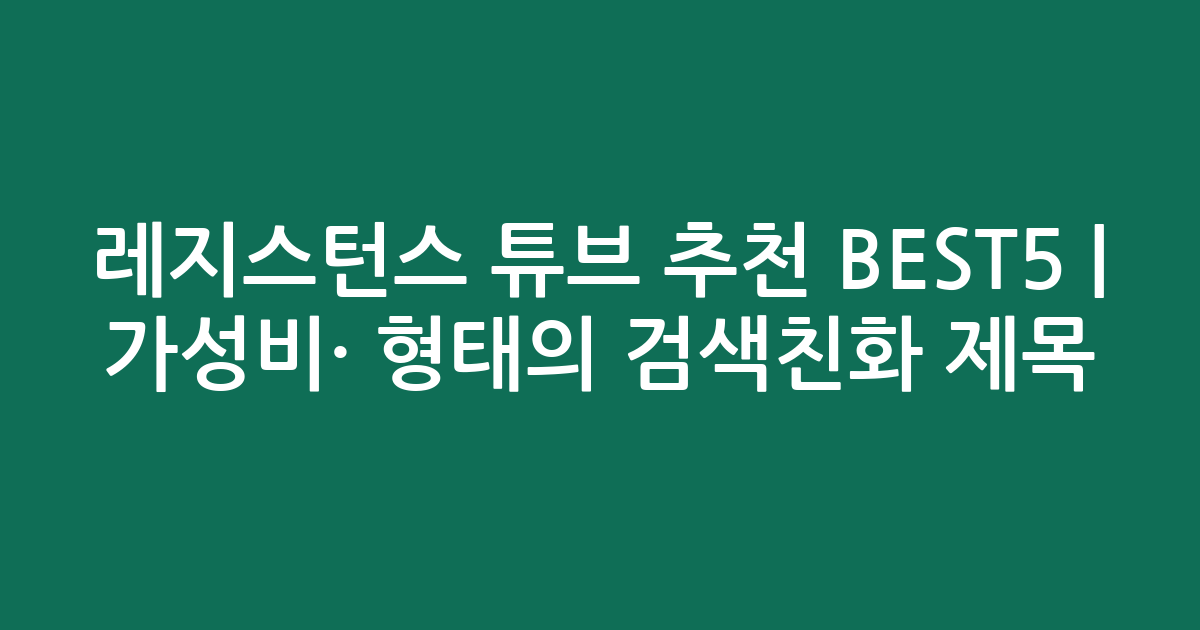 레지스턴스 튜브 추천 BEST5 | 가성비·인기 비교 형태의 검색친화 제목