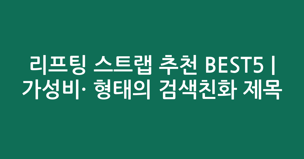 리프팅 스트랩 추천 BEST5 | 가성비·인기 비교 형태의 검색친화 제목