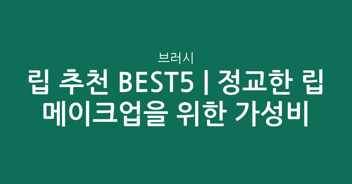립 브러시 추천 BEST5 | 정교한 립 메이크업을 위한 가성비·인기 비교