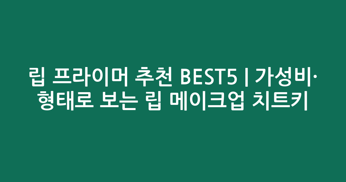 립 프라이머 추천 BEST5 | 가성비·인기 비교 형태로 보는 립 메이크업 치트키