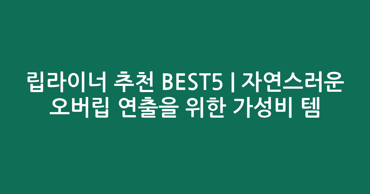 립라이너 추천 BEST5 | 자연스러운 오버립 연출을 위한 가성비 인기템 비교