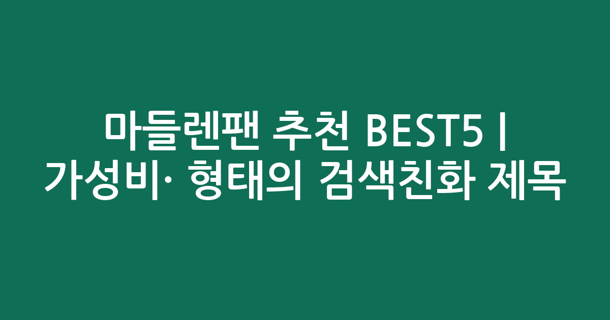 마들렌팬 추천 BEST5 | 가성비·인기 비교 형태의 검색친화 제목