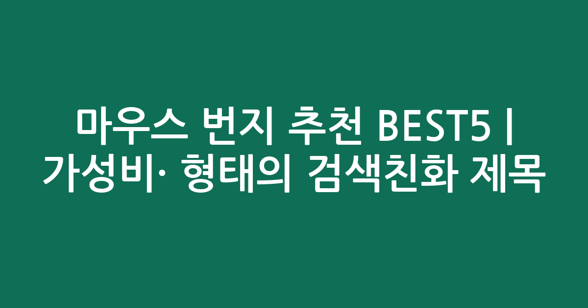 마우스 번지 추천 BEST5 | 가성비·인기 비교 형태의 검색친화 제목