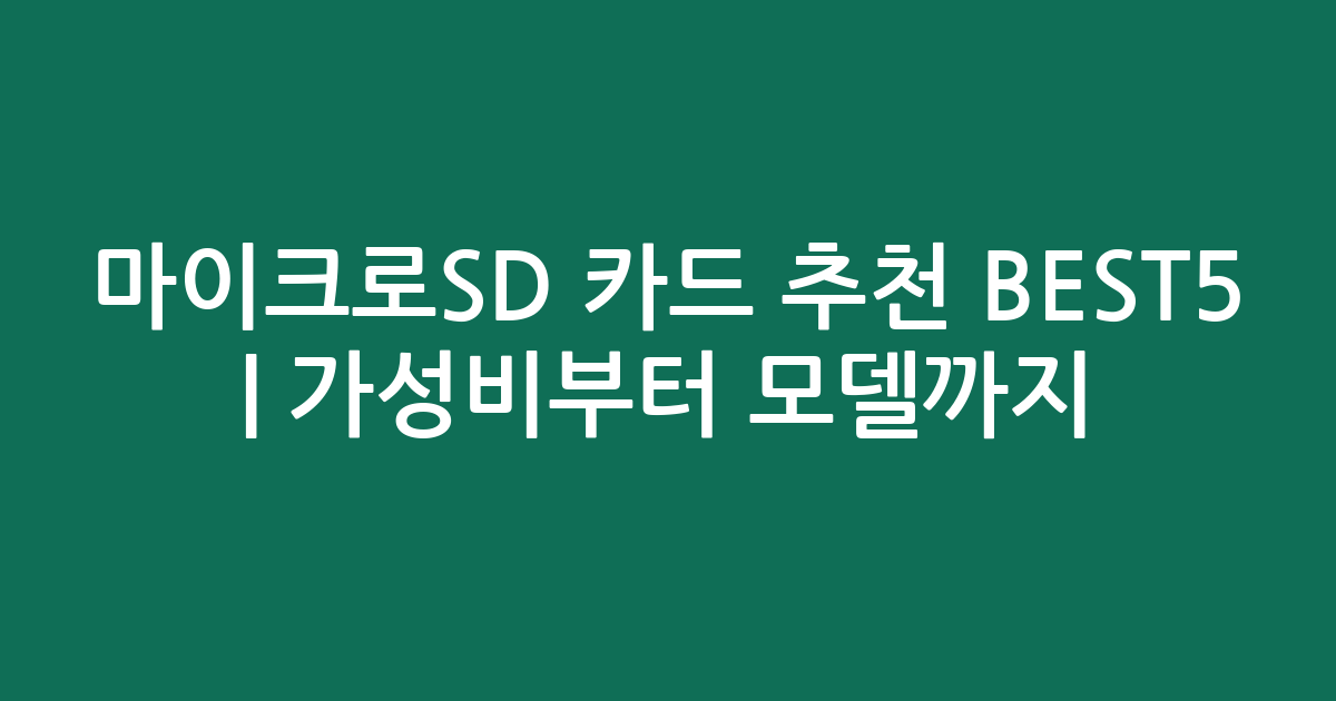 마이크로SD 카드 추천 BEST5 | 가성비부터 인기 모델까지 비교