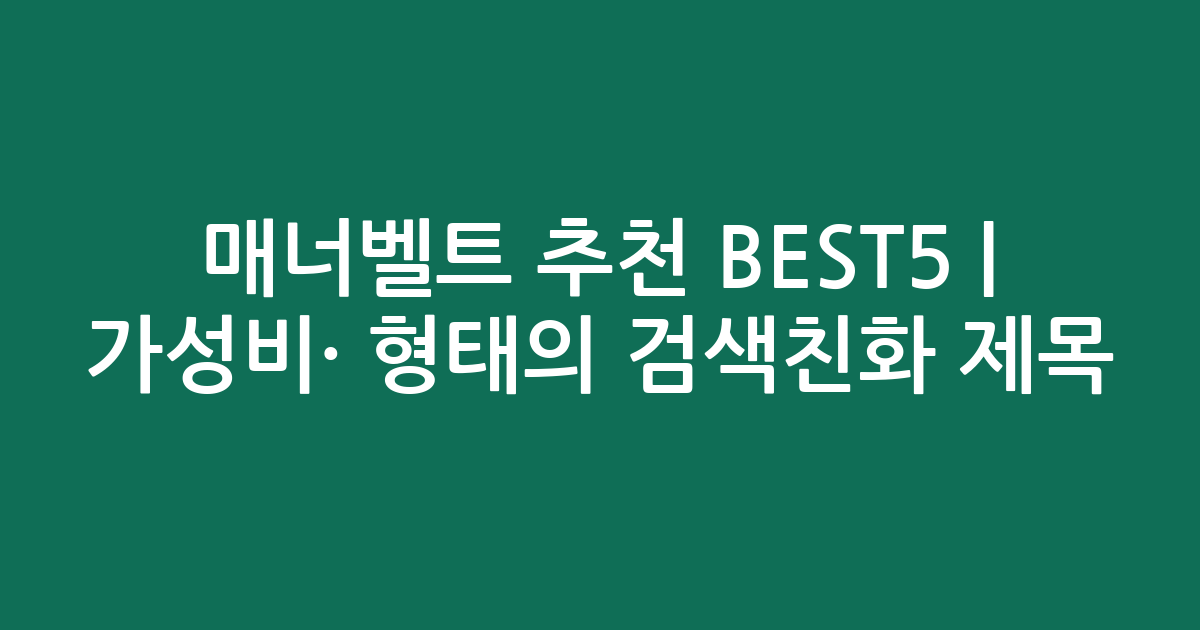 매너벨트 추천 BEST5 | 가성비·인기 비교 형태의 검색친화 제목
