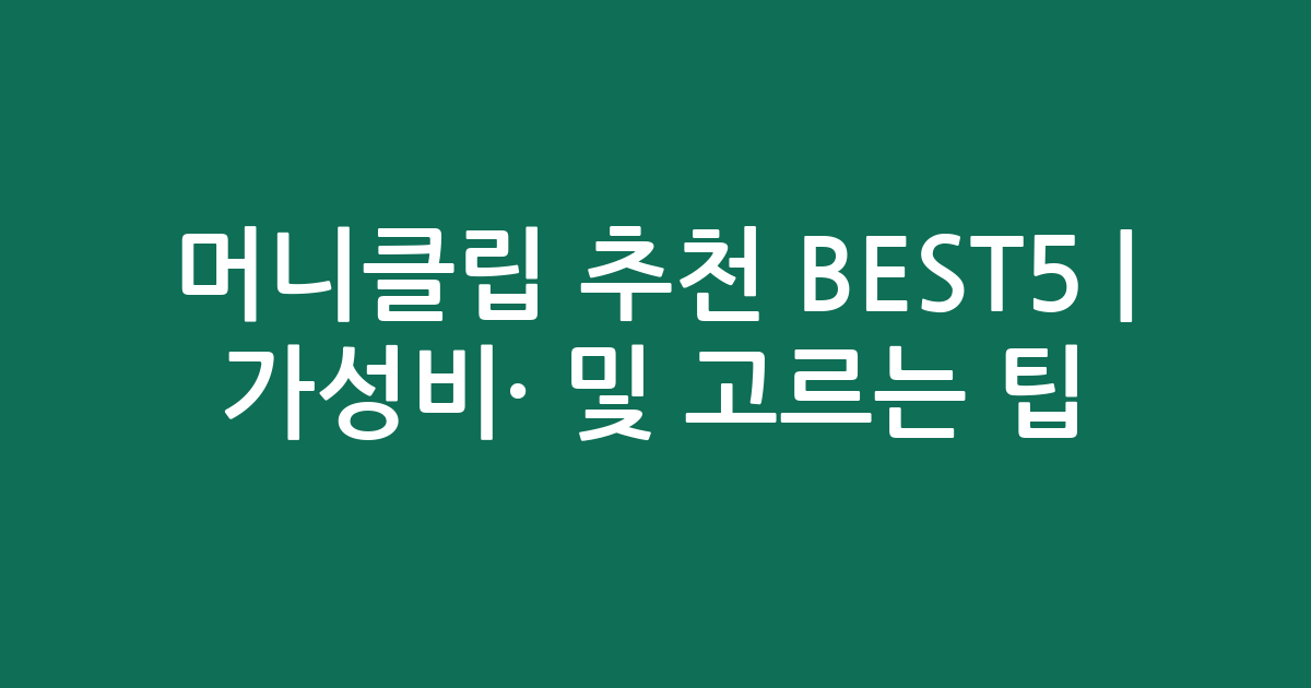 머니클립 추천 BEST5 | 가성비·인기 비교 및 고르는 팁